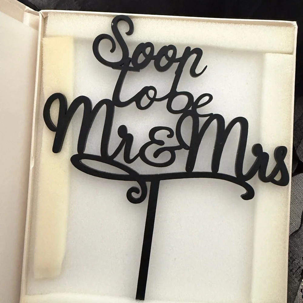 Elegant Black 'Soon to be Mr & Mrs' Cake Topper